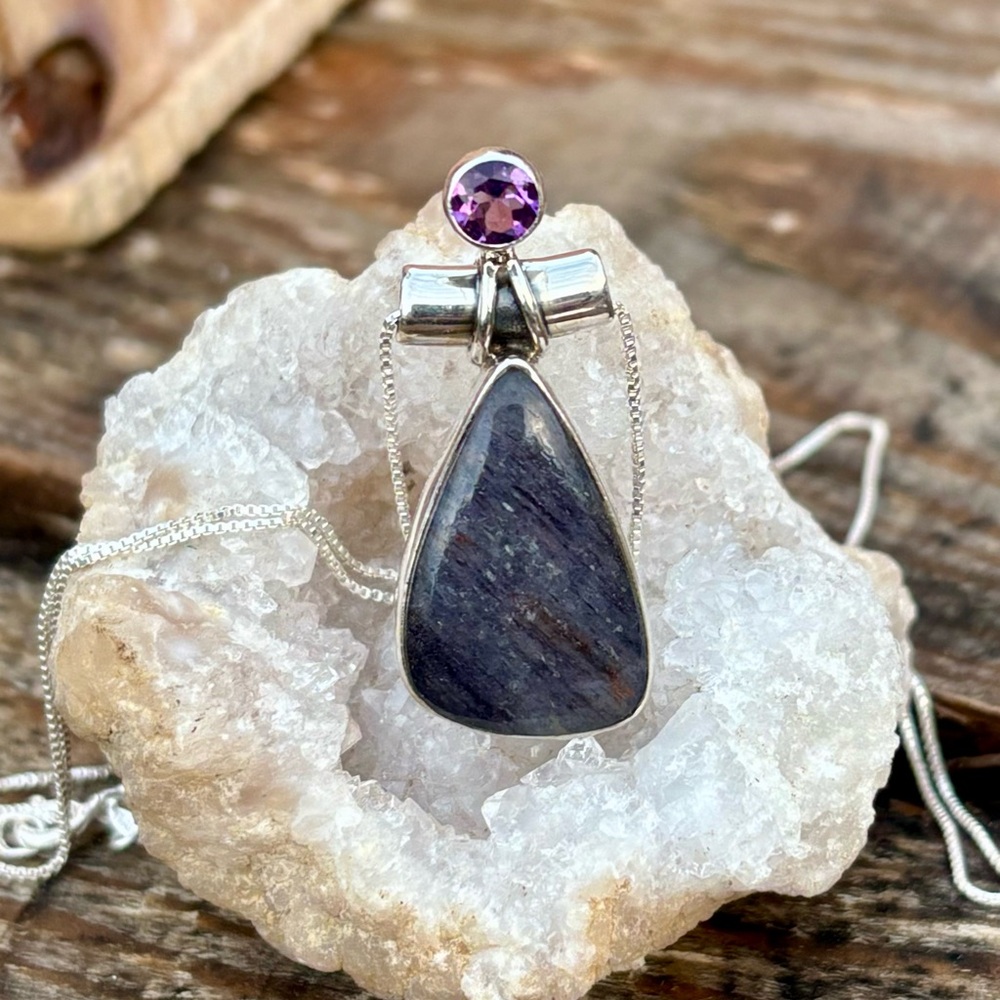 Purple Adventurine & Amethyst Necklace - Picture 9 of 10